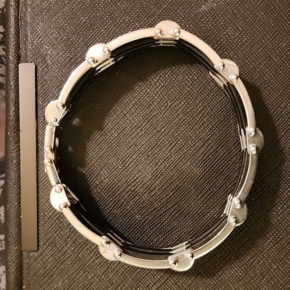 Stainless Steel & Black Rubber Unisex Bracelet - Picture 1 of 8